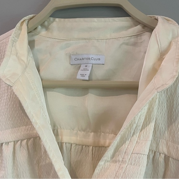 Women’s charter club cream textured button up long sleeve blouse size large 14 - Picture 2 of 6